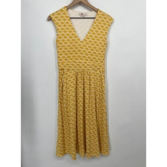 Boden Odilie Sleeveless Jersey Dress US 10R Tuscan Sun Deco Palm - Picture 3 of 7